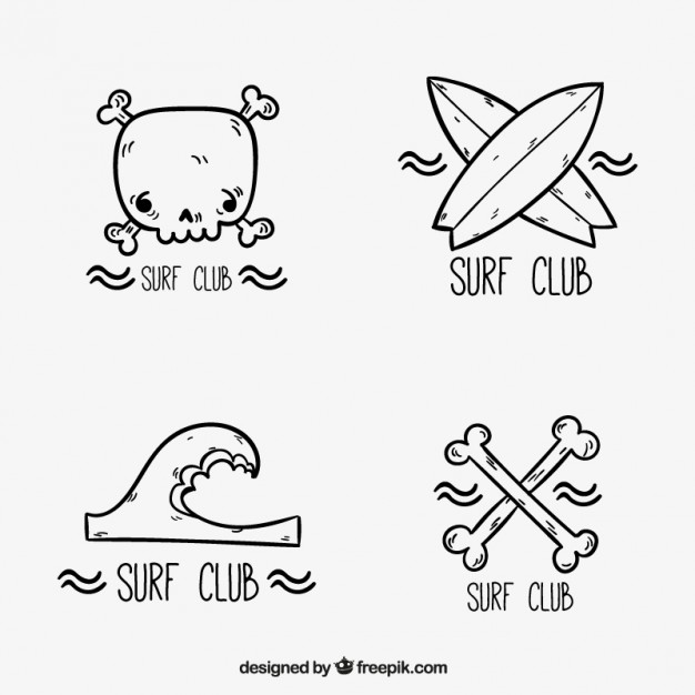 626x626 Sketched Surf Logos Vector Free Download