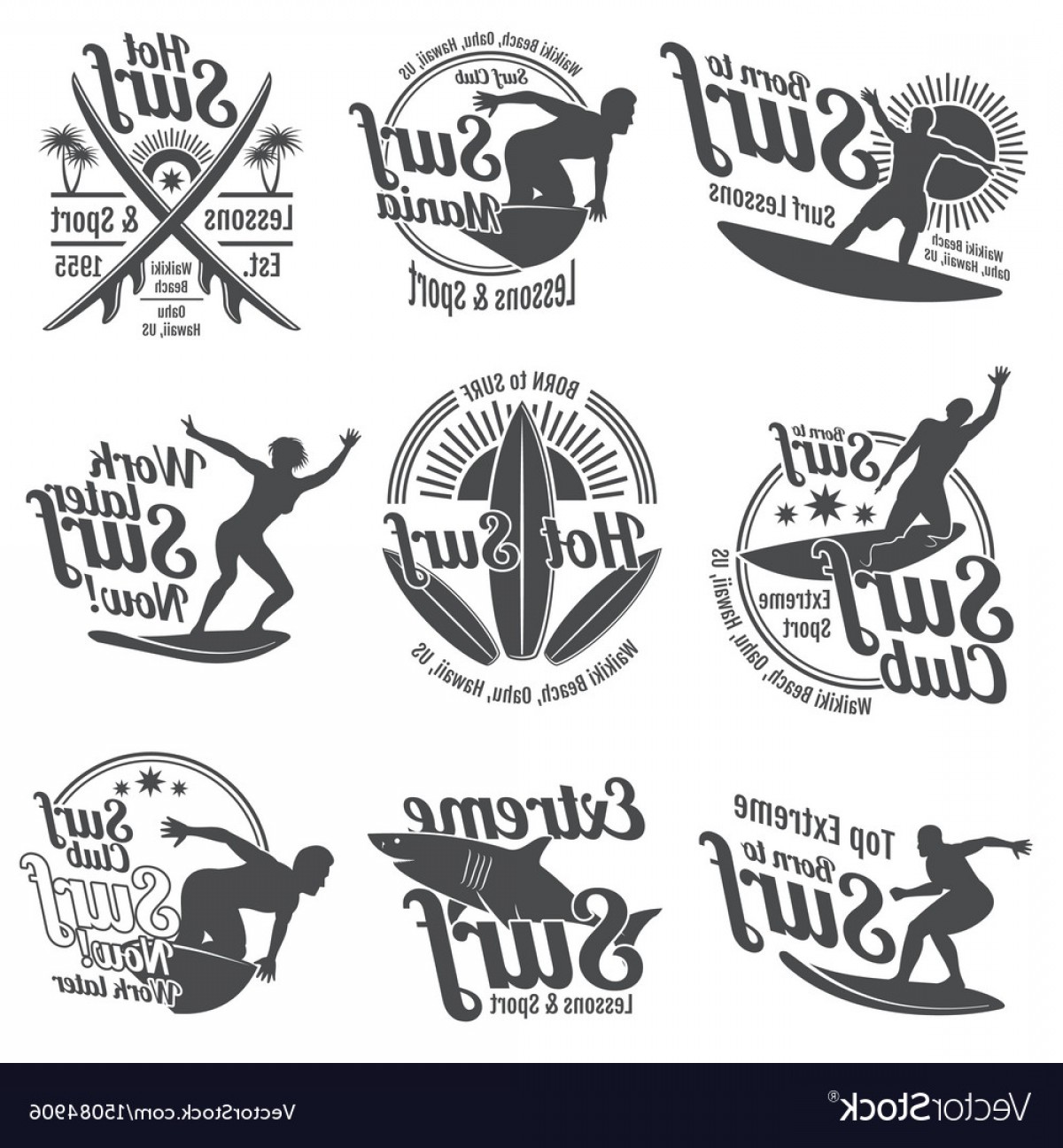 1200x1296 Summer Surfing Sports Logos Collection With Vector Wallkeeper