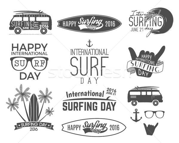 600x480 Summer Surfing Day Graphic Elements Vector Vacation Typography