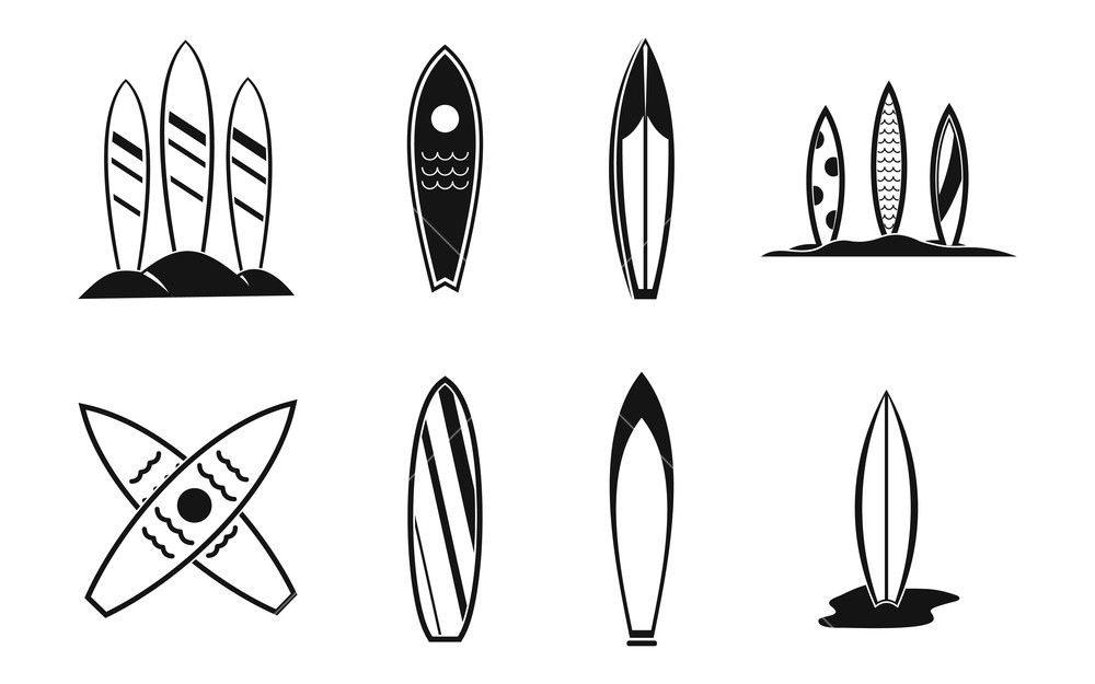 1000x625 Surf Board Icon Set Simple Set Of Surf Board Vector Icons For Web
