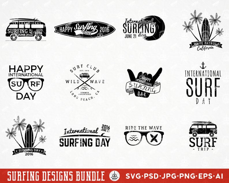 794x635 Surfing Bundle Surf Vector Logo Clipart Digital Art Etsy