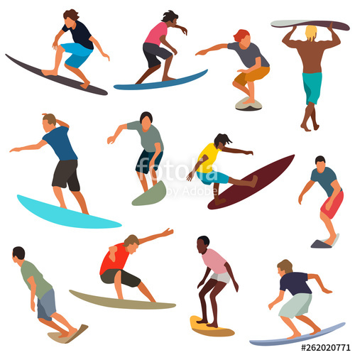 500x500 Surfers Vector Illustration Set Stock Image And Royalty Free