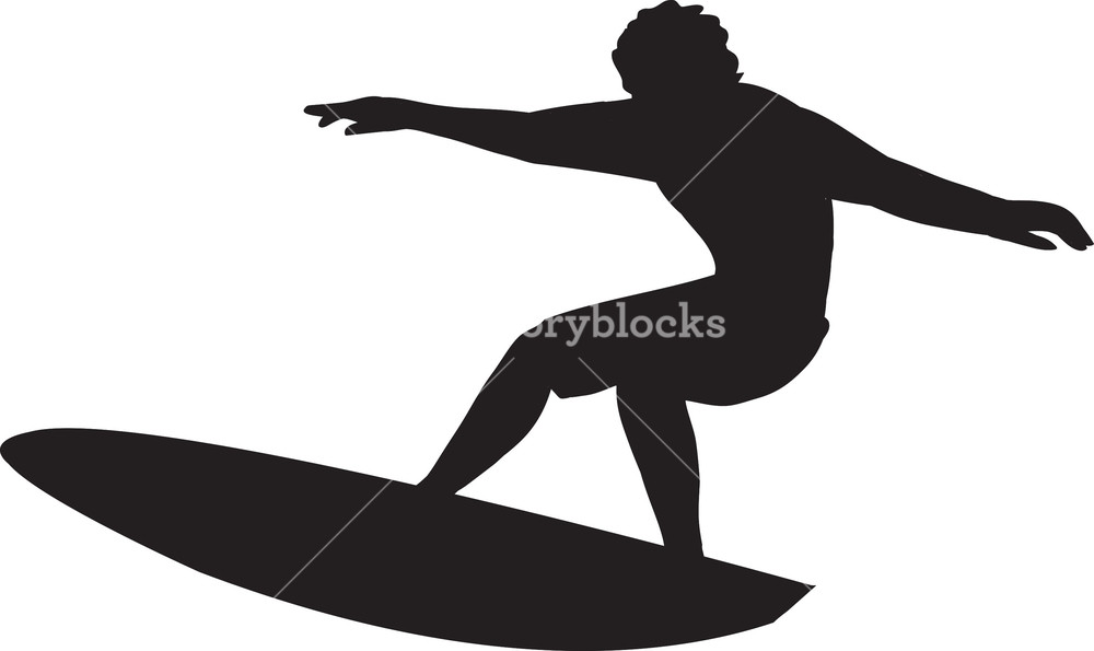 1000x595 Vector Surfer Silhouette Royalty Free Stock Image