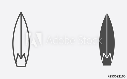 500x310 Surfboard Outline And Filled Vector Icon Sign Symbol