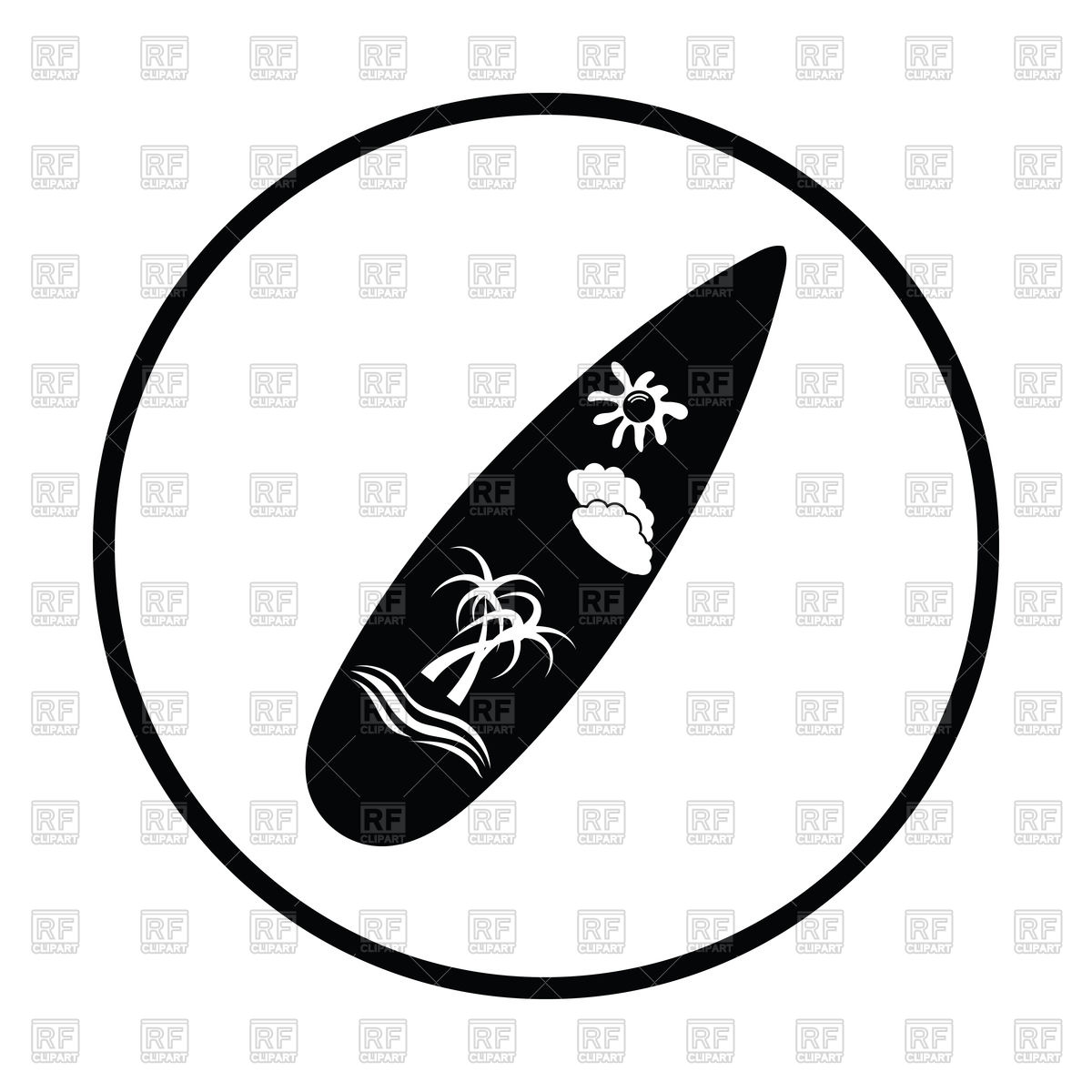 1200x1200 Thin Circle Design Of Surfboard Icon Vector Image Of Silhouettes
