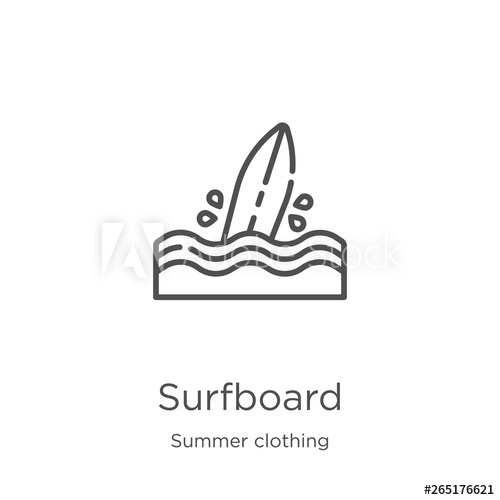 500x500 Surfboard Icon Vector From Summer Clothing Collection Thin Line