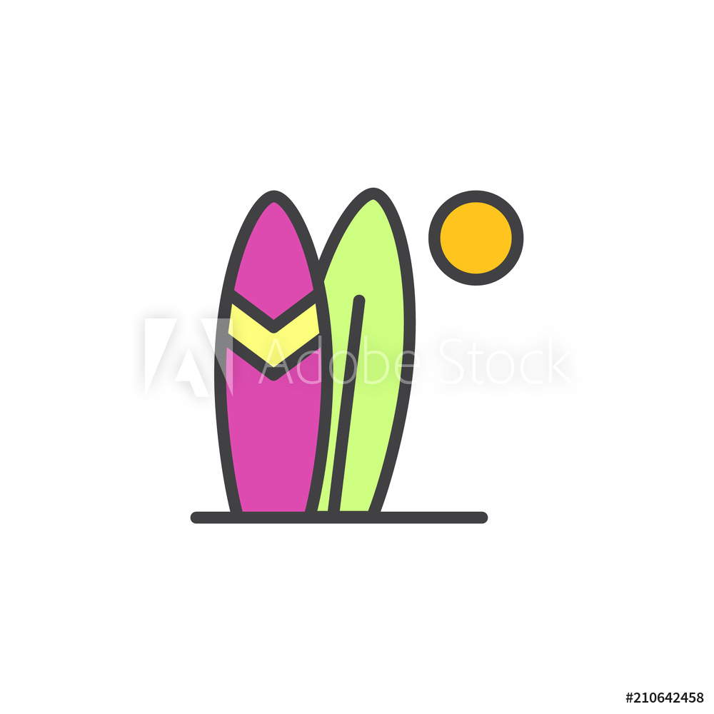 1000x1000 Photo Art Print Surfboards On The Beach Filled Outline Icon