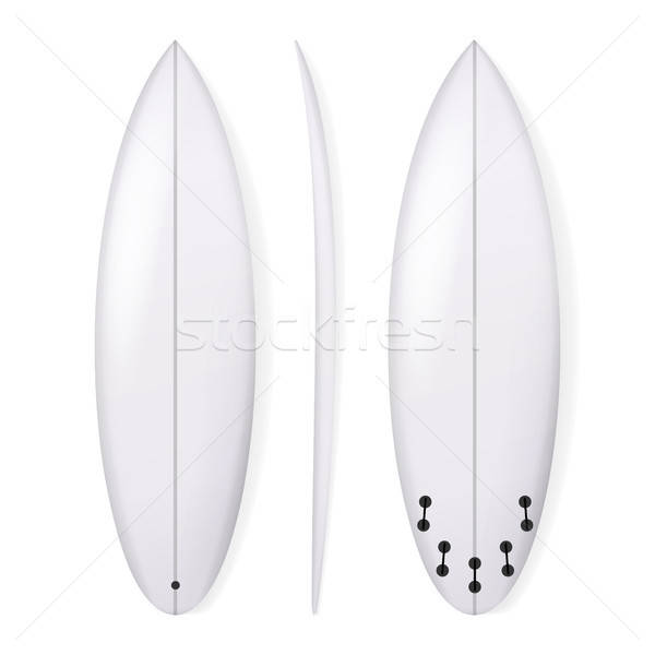 600x600 Realistic Surfboard Vector White Surfing Board Template Isolated
