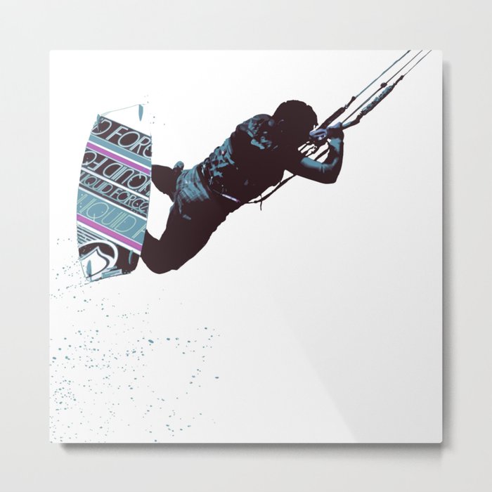 700x700 Kite And Surfboard Freestyle Silhouette Vector Metal Print