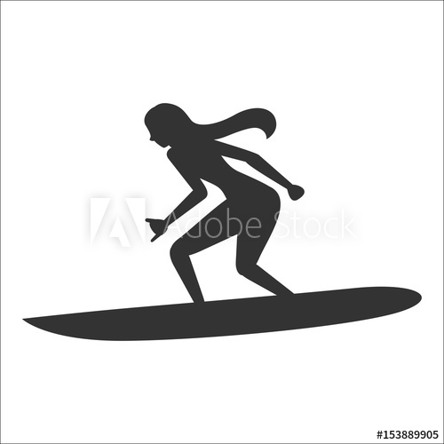500x500 Surfing Vector Illustration Silhouette Of A Woman On Surfboard