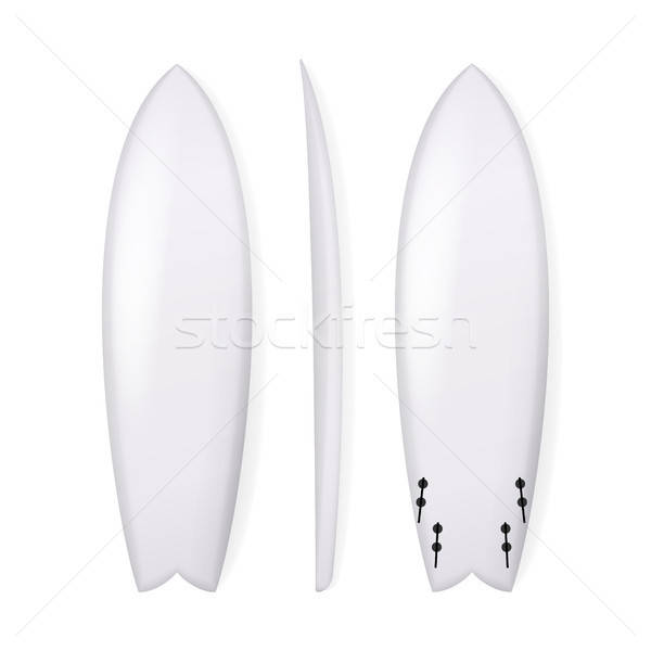 600x600 Realistic Surfboard Vector White Surfing Board Template Isolated