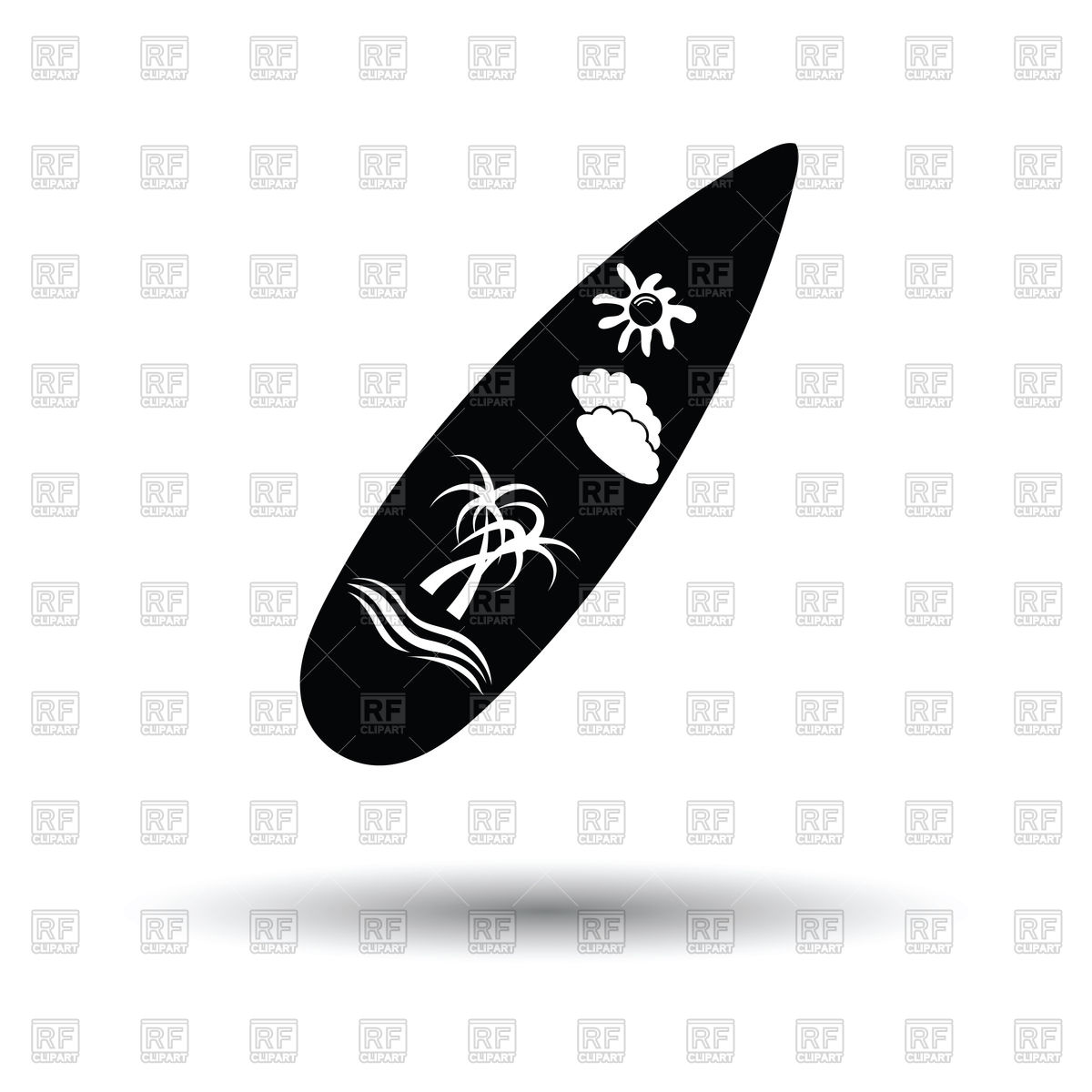 1200x1200 Surfboard Icon With Shadow Vector Image Of Icons And Emblems