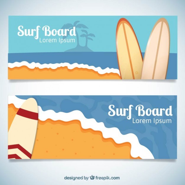 626x626 Beach Banners With Surfboards Vector Free Download