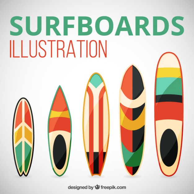 626x626 Colorful Surfboard Illustrations Vector Free Download