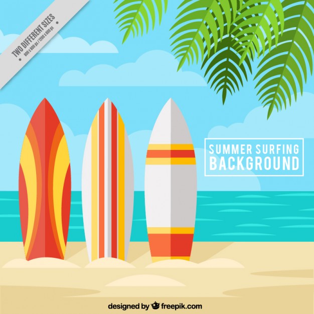 626x626 Summer Beach With Surfboards Vector Free Download