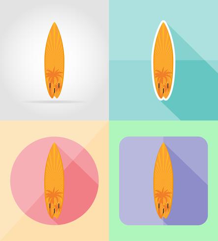 443x490 Surfboard Flat Icons Vector Illustration