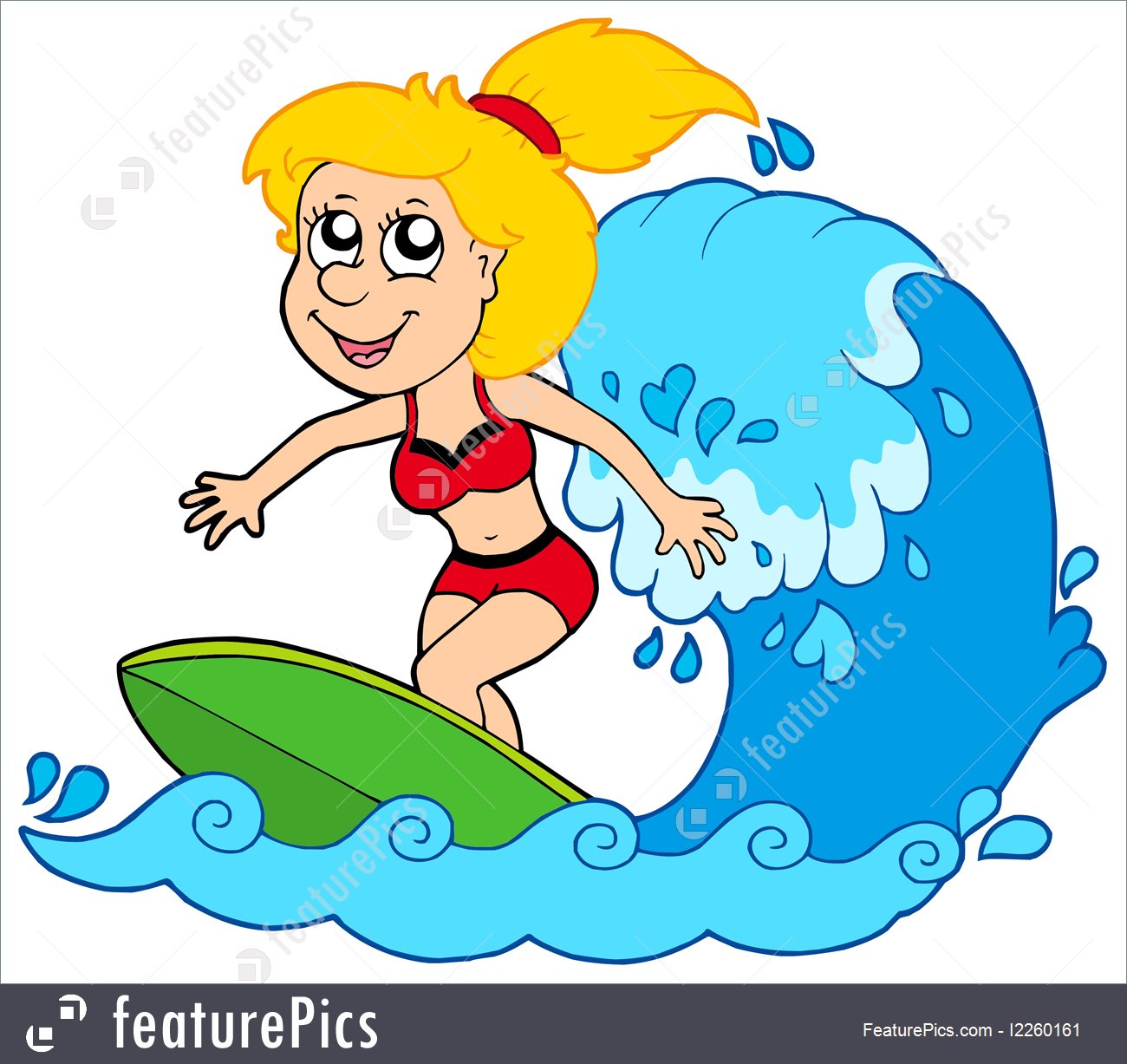 Illustration Of Cartoon Surfer Girl 1300x1227 Illustration Of Cartoon Surfer Girl