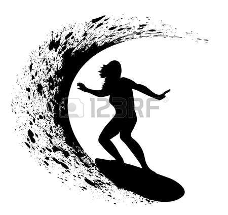Stock Vector Art In Silhouette, Female Surfers, Surfing 450x424 Stock Vector Art In Silhouette, Female Surfers, Surfing