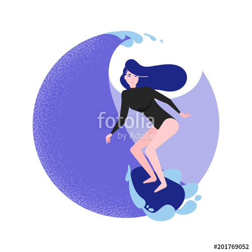 Surfer Girl On Wave In Flat Style Cartoon Character Vector 500x500 Surfer Girl On Wave In Flat Style Cartoon Character Vector