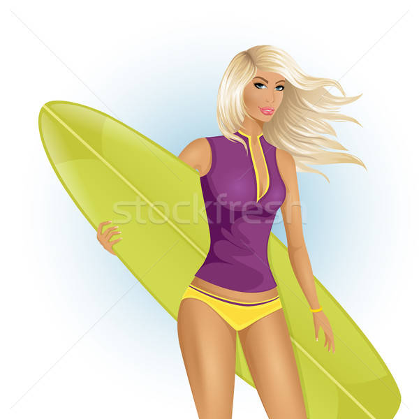 Surfing Girl Vector Illustration Evgeniya Kyznetsova 600x600 Surfing Girl Vector Illustration Evgeniya Kyznetsova