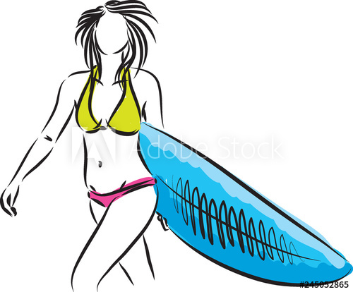 Surfer Girl Vector 500x414 Surfer Girl Vector