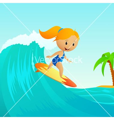 Cartoon Cute Little Girl Surfing On Waves Vector Card Stuff 380x400 Cartoon Cute Little Girl Surfing On Waves Vector Card Stuff