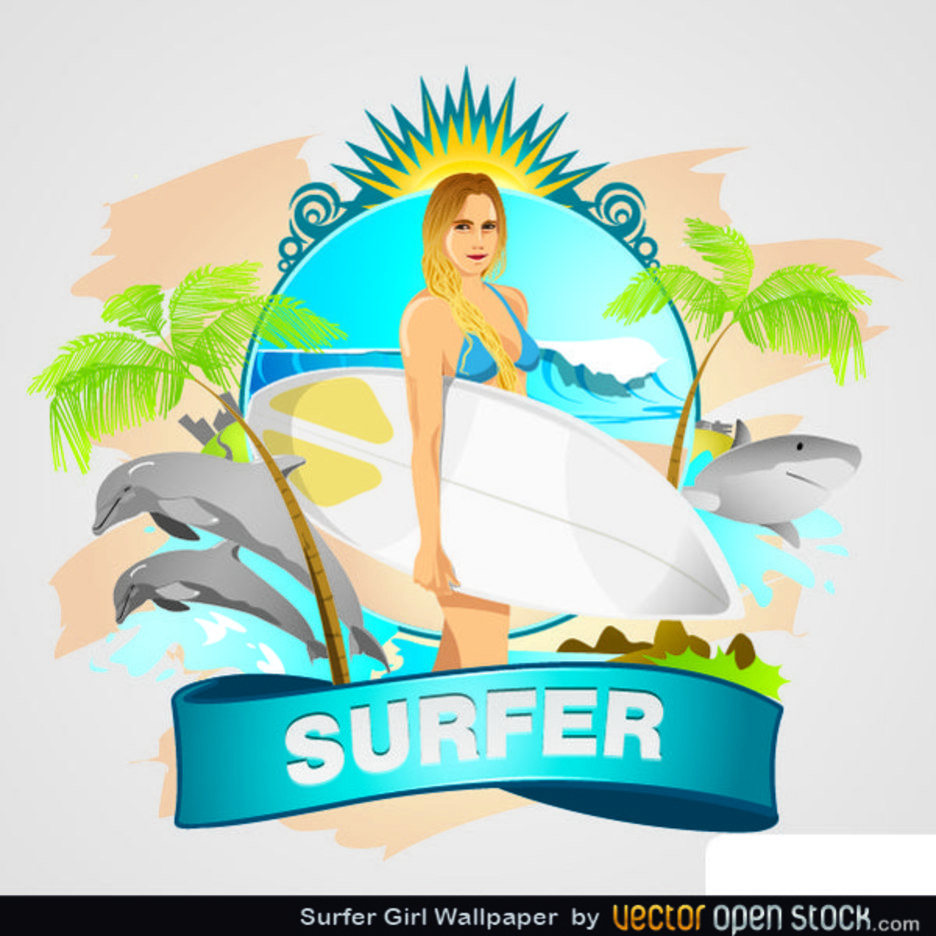 Free Vector Surfer Girl Wallpaper Freevectors 936x936 Free Vector Surfer Girl Wallpaper Freevectors