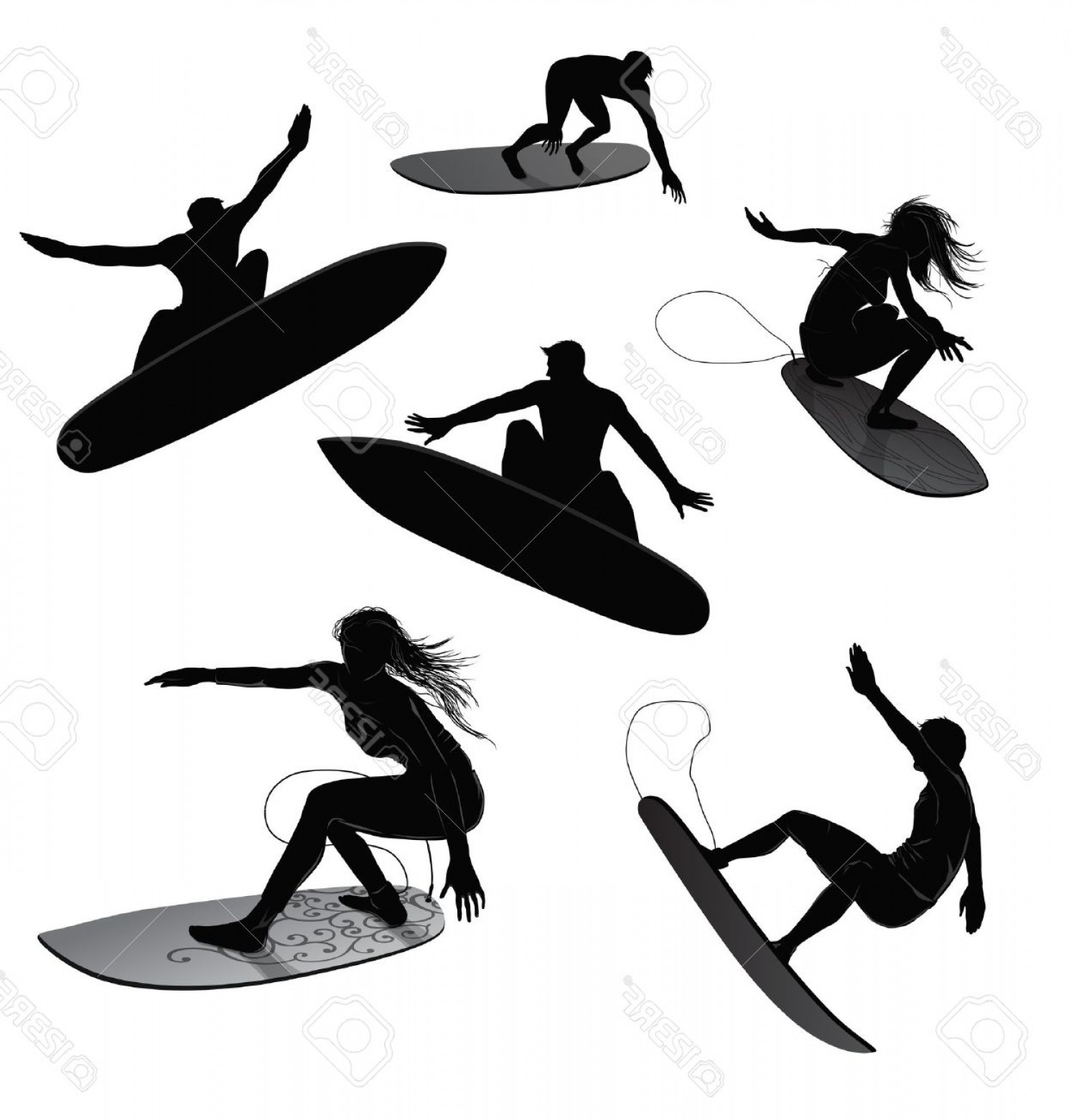1496x1560 Surfer Girl Silhouette Vector Wallkeeper