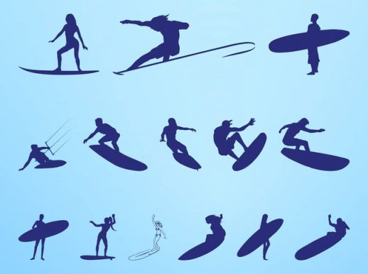 518x386 Surfer Silhouettes Graphics Vector
