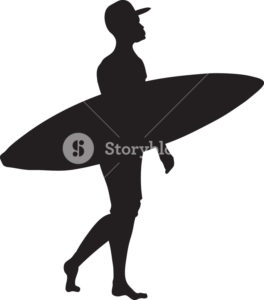 882x1000 Vector Surfer Silhouette Royalty Free Stock Image