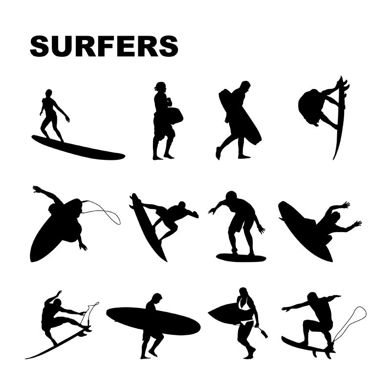800x800 Surfers Silhouettes Surfing In Surfer Tattoo, Surf Art