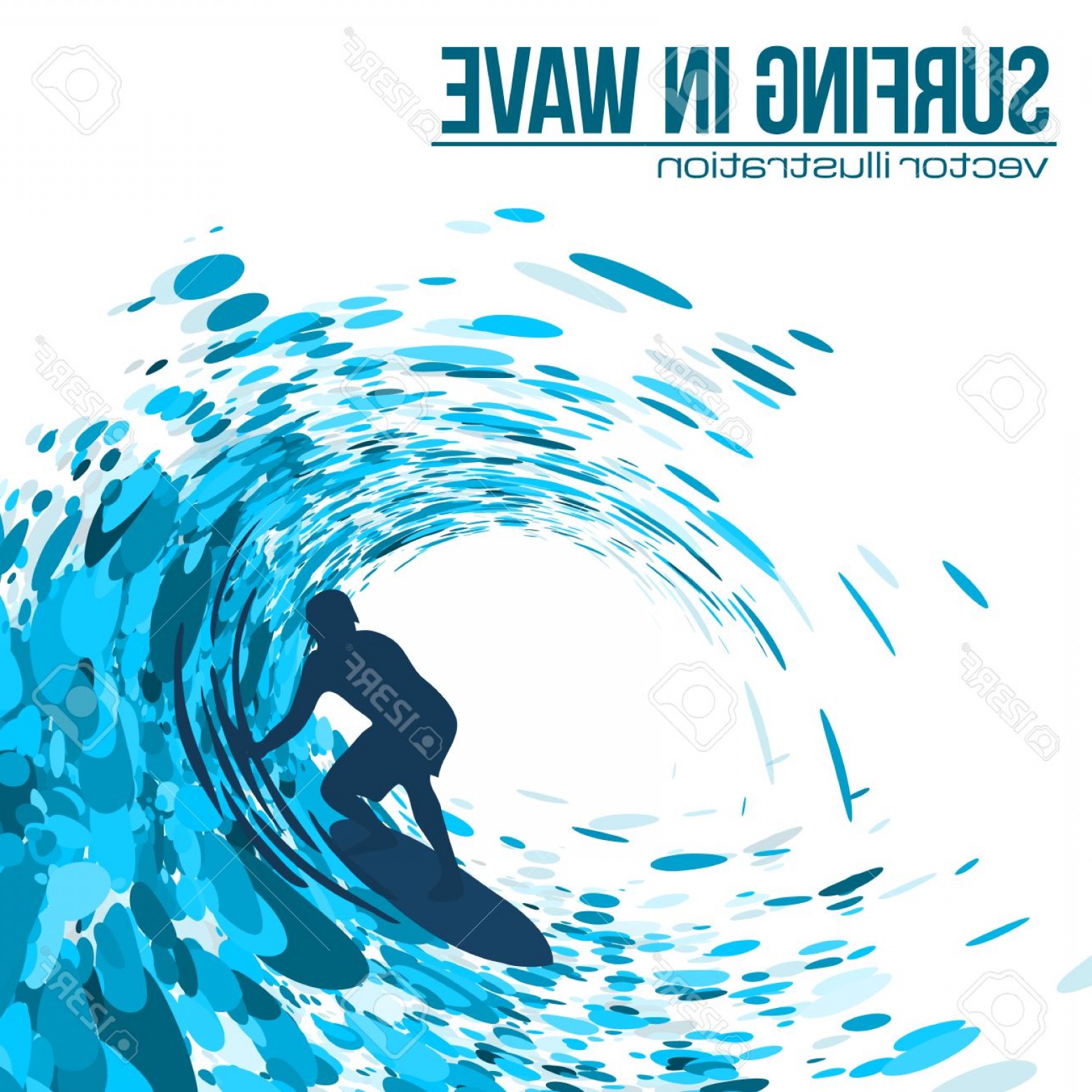 1560x1560 Photostock Vector Vector Surfer Silhouette In Blue Wave On White