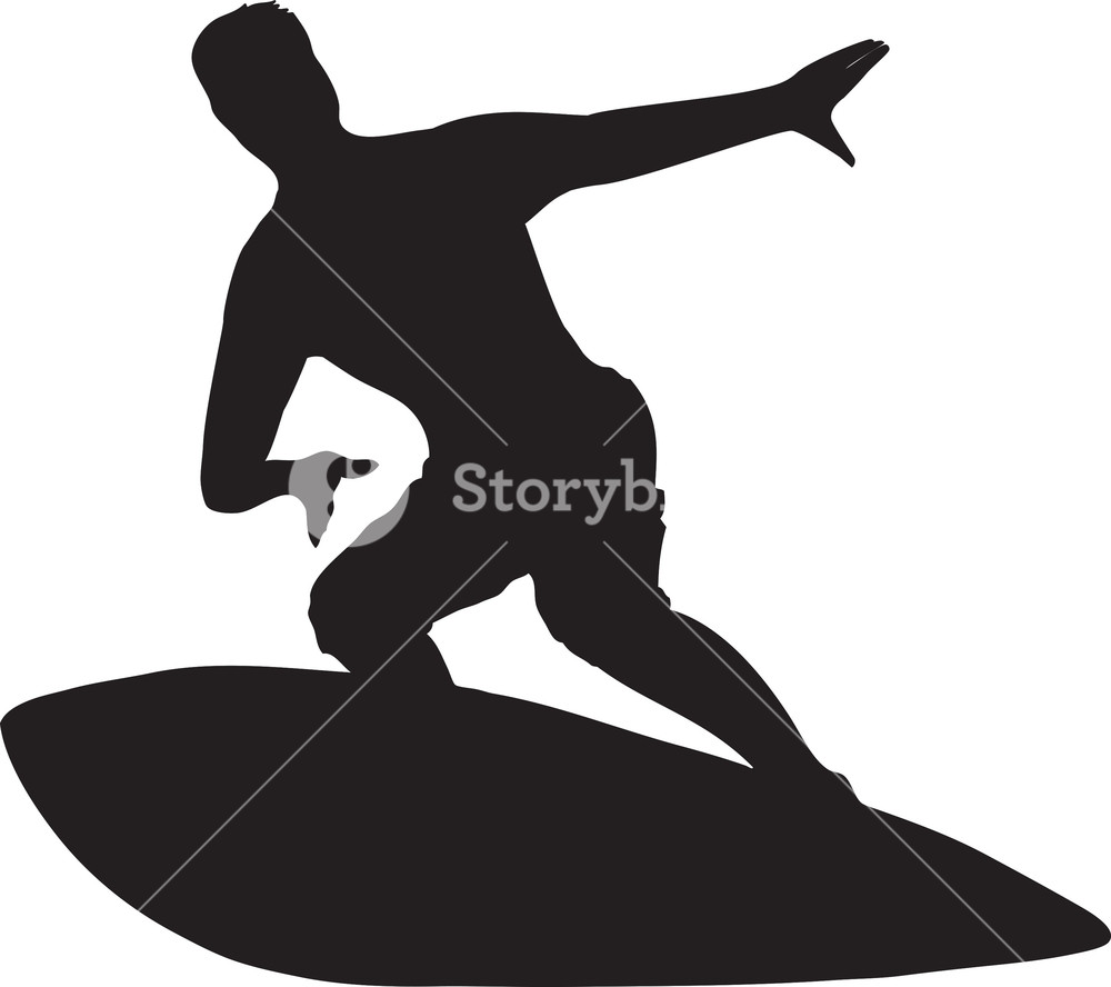 1000x888 Vector Surfer Silhouette Royalty Free Stock Image