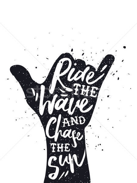 450x600 Vintage Surf Beach Poster Of Shaka Hand Sign Vector Illustration