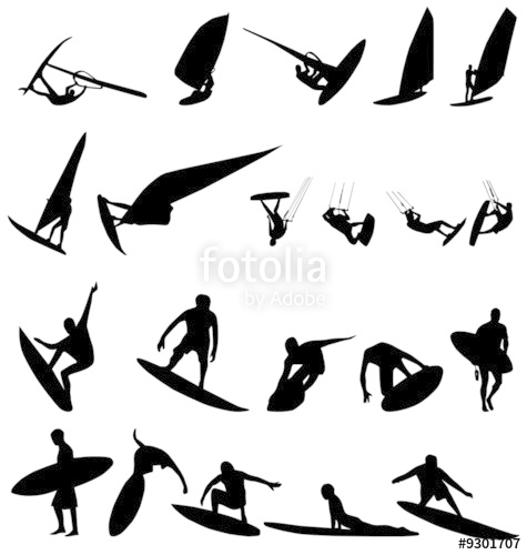 475x500 Surf Silhouettes Collection Stock Image And Royalty Free Vector