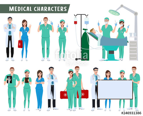 500x407 Surgeon, Doctor And Nurse Characters Vector Set Medical