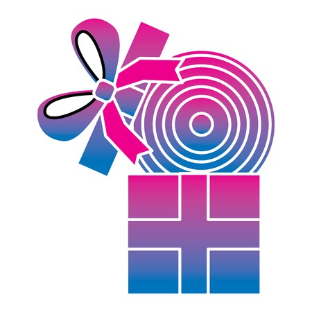 450x450 Gift Box With Vinyl Disc Surprise Vector Illustration Royalty