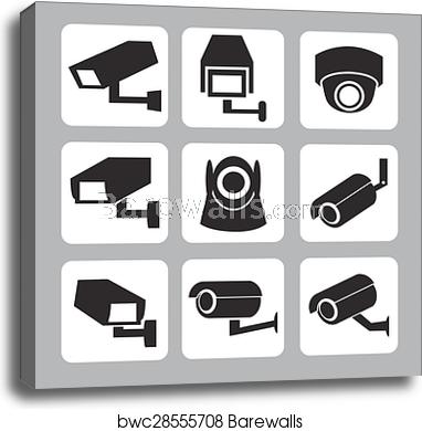 382x390 Collection Of Cctv And Security Camera Vector Icon, Canvas Print
