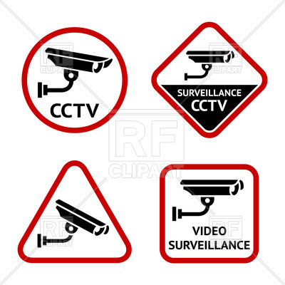 400x400 Set Of Warning Signs With Security Camera Vector Image Of Signs