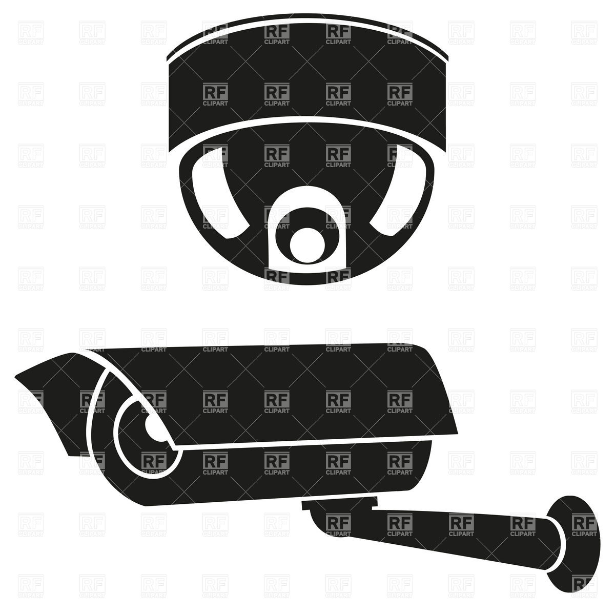 1200x1200 Black And White Icons Of Surveillance Cameras Vector Image