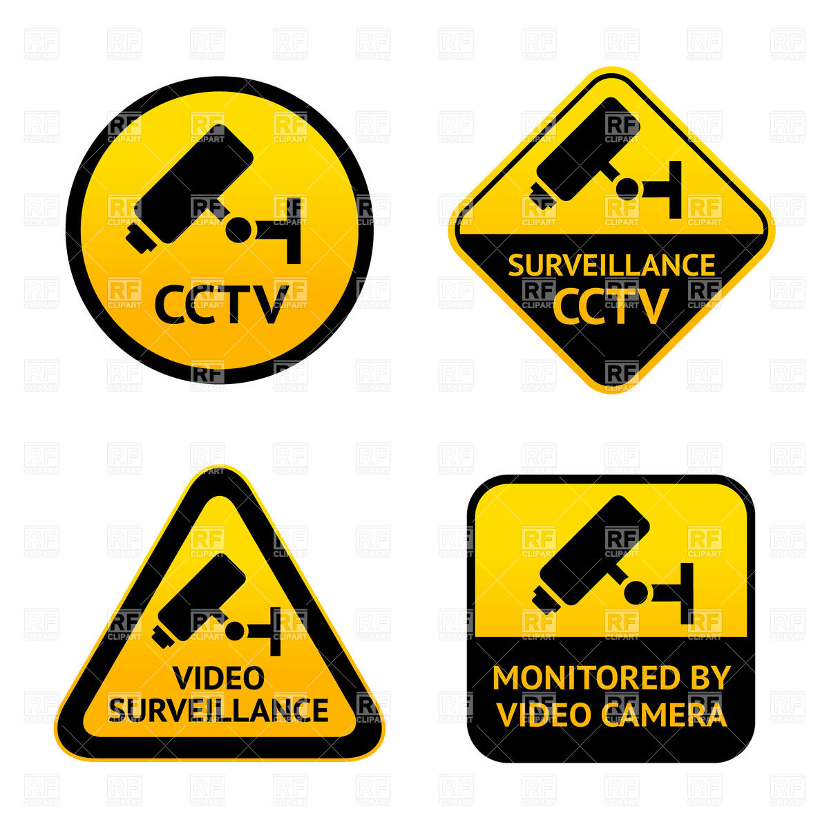1200x1200 Video Surveillance, Set Of Symbols Of Security Camera Vector Image