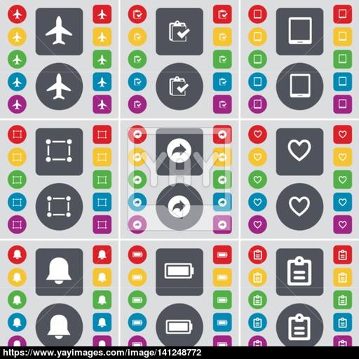 512x512 Airplane, Survey, Tablet Pc, Frame, Back, Heart, Notiification