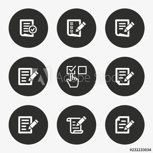 500x500 Survey Icon Set Vector Illustration Round Button