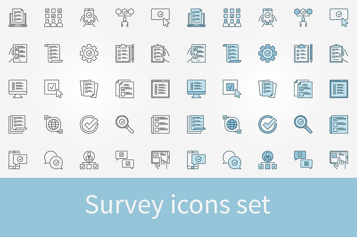 1160x772 Survey Vector Icons Set