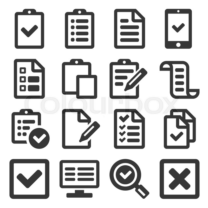 800x800 Checklist Survey Icon Set On White Stock Vector Colourbox