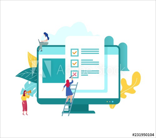 500x445 Online Form Survey Vector Illustration Concept People Fill