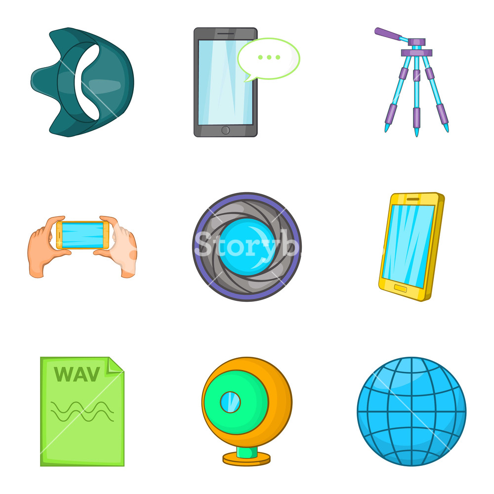 1000x1000 Mobile Survey Icons Set Cartoon Set Of Mobile Survey Vector