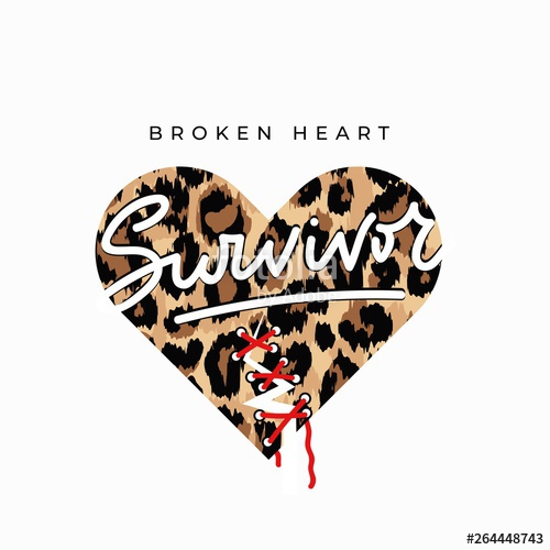 500x500 Broken Heart Survivor Fashion Print With Sewed Up Broken Heart