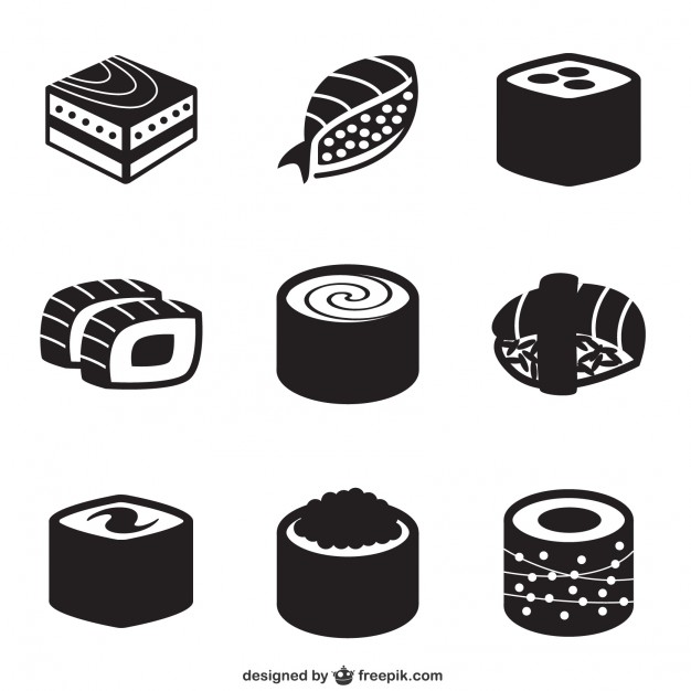626x626 Black Sushi Icons Vector Free Download