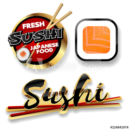 500x500 Sushi Logo Gold Design Icon Vector Clip Art Illustration